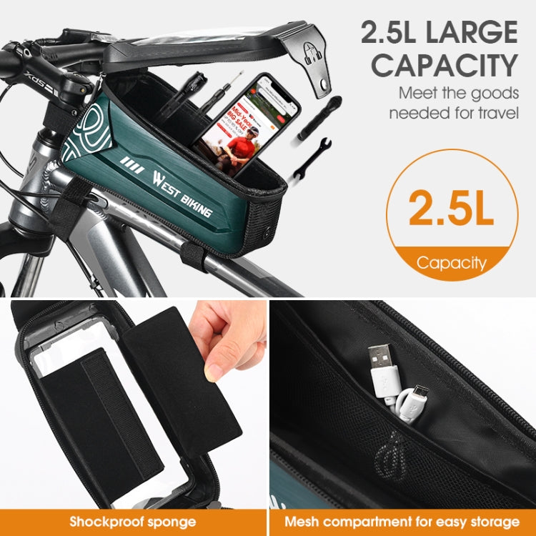WEST BIKING 2.5L Bicycle Front Beam Mobile Phone Touch Screen Hard Shell Bag(Orange) by WEST BIKING