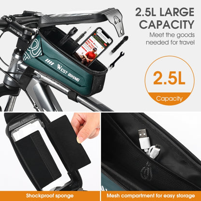 WEST BIKING 2.5L Bicycle Front Beam Mobile Phone Touch Screen Hard Shell Bag(Orange) by WEST BIKING