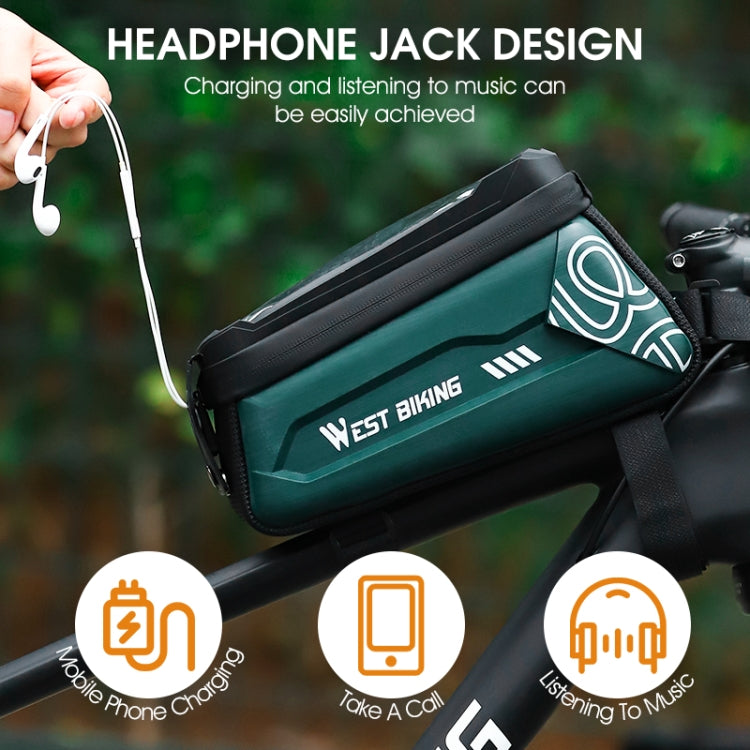 WEST BIKING 2.5L Bicycle Front Beam Mobile Phone Touch Screen Hard Shell Bag(Dark Green) by WEST BIKING