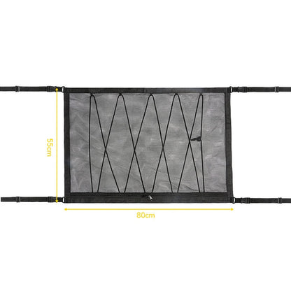 Car Ceiling Storage Net Bag Draw Rope Double-Layer Zipper Car Storage Net Pocket(80x55cm) by buy2fix