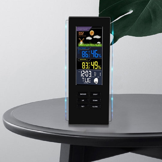Wireless Colorful Screen Indoor And Outdoor Temperature Humidity Meter Barometer Smart Digital Electronic Clock With Backlight(TS-74-B-US)