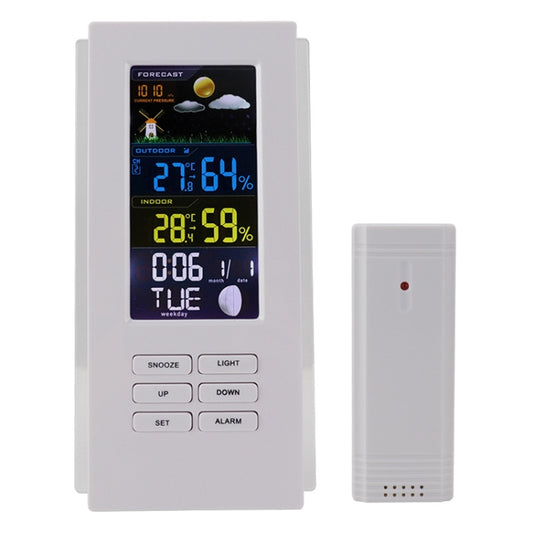 Wireless Colorful Screen Indoor And Outdoor Temperature Humidity Meter Barometer Smart Digital Electronic Clock With Backlight(TS-74-W-US) - Indoor Thermometer by buy2fix | Online Shopping UK | buy2fix