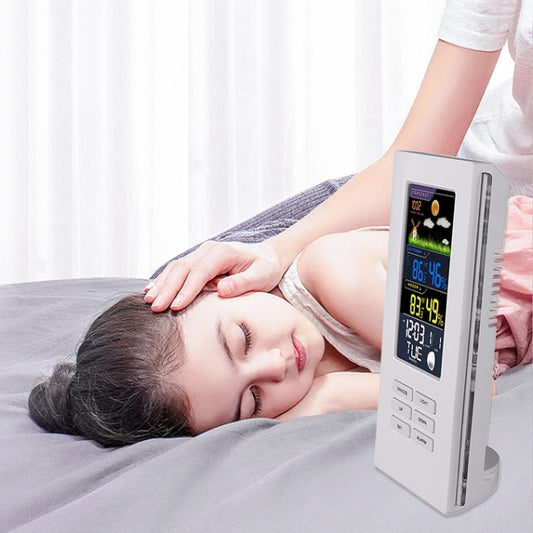 Wireless Colorful Screen Indoor And Outdoor Temperature Humidity Meter Barometer Smart Digital Electronic Clock With Backlight(TS-74-W-US) by buy2fix