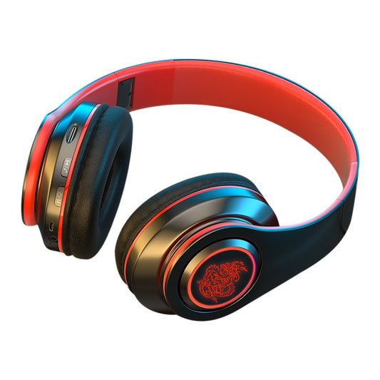 B39 Wireless Bluetooth Headset Subwoofer With Breathing Light Support TF Card(Black Red) - Headset & Headphone by buy2fix | Online Shopping UK | buy2fix