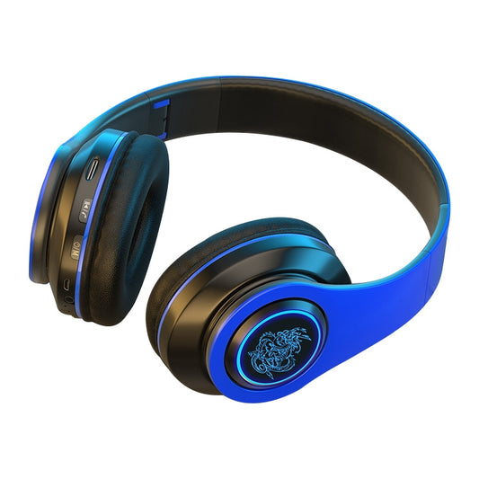 B39 Wireless Bluetooth Headset Subwoofer With Breathing Light Support TF Card(Black Blue) - Headset & Headphone by buy2fix | Online Shopping UK | buy2fix