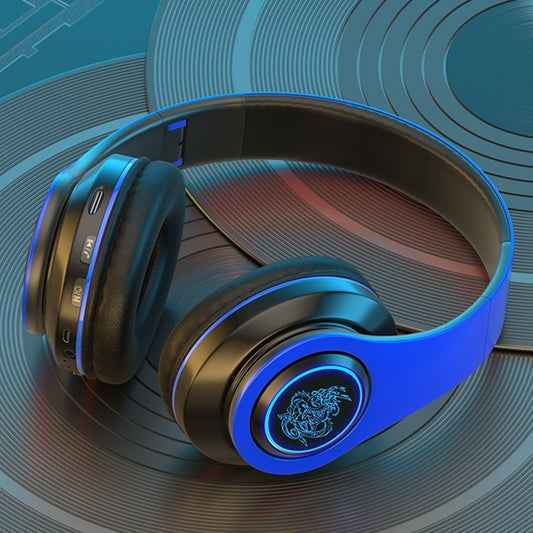 B39 Wireless Bluetooth Headset Subwoofer With Breathing Light Support TF Card(Black Blue) - Headset & Headphone by buy2fix | Online Shopping UK | buy2fix