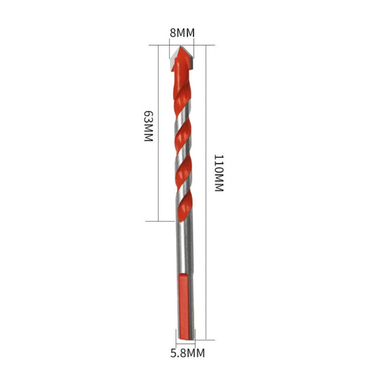 Ceramic Triangle Handle Metal Flashlight Drill Bit, Size: 8mm - Drill & Drill Bits by buy2fix | Online Shopping UK | buy2fix