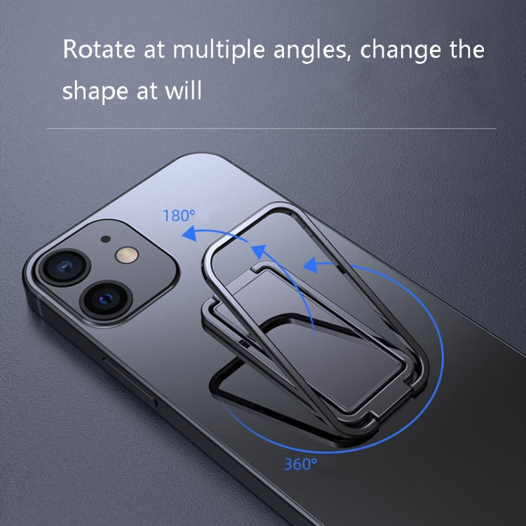 Square Folding Metal Holder Rotating Back Stick Desktop Phone Ring Holder(Black) - Ring Holder by buy2fix | Online Shopping UK | buy2fix