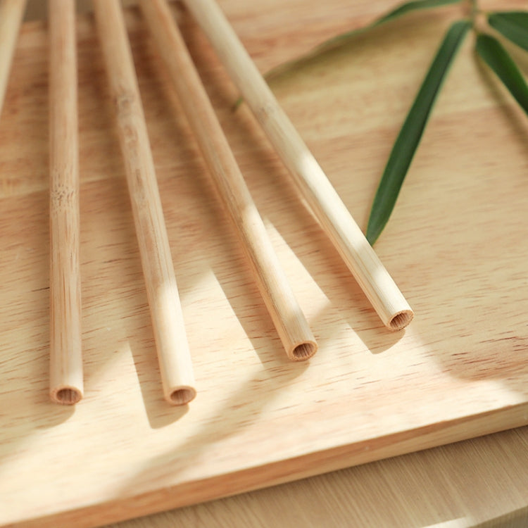 10 PCS Juice Coffee Pearl Milk Tea Natural Degradable Bamboo Straw, Style: 20cm Flat - Cutlery Sets by buy2fix | Online Shopping UK | buy2fix