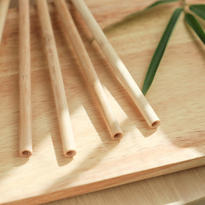10 PCS Juice Coffee Pearl Milk Tea Natural Degradable Bamboo Straw, Style: 20cm Flat - Cutlery Sets by buy2fix | Online Shopping UK | buy2fix