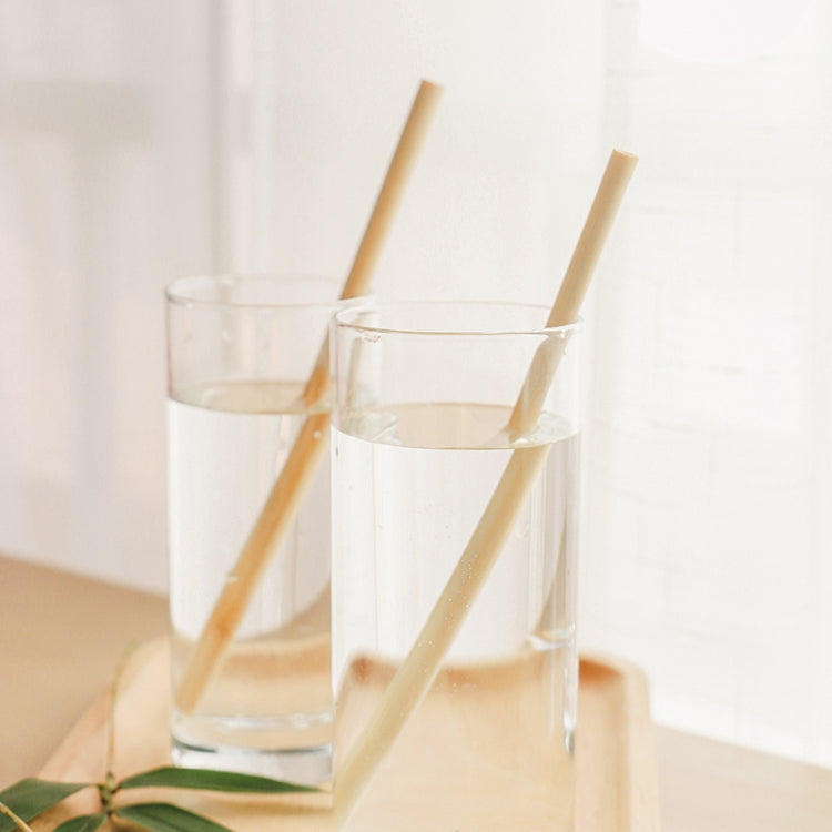 10 PCS Juice Coffee Pearl Milk Tea Natural Degradable Bamboo Straw, Style: 20cm Flat - Cutlery Sets by buy2fix | Online Shopping UK | buy2fix