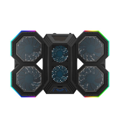 F12 6 Fans USB Semiconductor Computer Radiator Notebook Stand with Phone Holder, Colour: Blue Light + RGB Light - Cooling Pads by buy2fix | Online Shopping UK | buy2fix