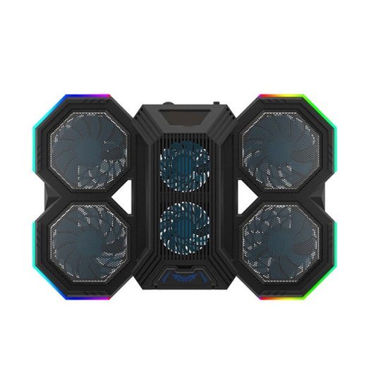 F12 6 Fans USB Semiconductor Computer Radiator Notebook Stand with Phone Holder, Colour: Blue Light + RGB Light - Cooling Pads by buy2fix | Online Shopping UK | buy2fix