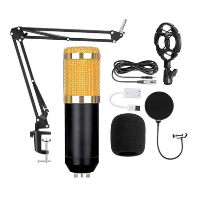 BM800 Condenser Microphone Set With USB Sound Card(Black And  Golden Net) - Microphone by buy2fix | Online Shopping UK | buy2fix