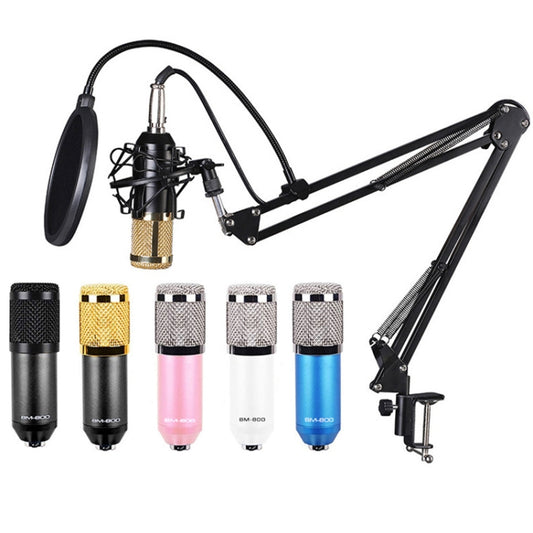 BM800 Condenser Microphone Set With USB Sound Card(Black And  Golden Net) - Microphone by buy2fix | Online Shopping UK | buy2fix