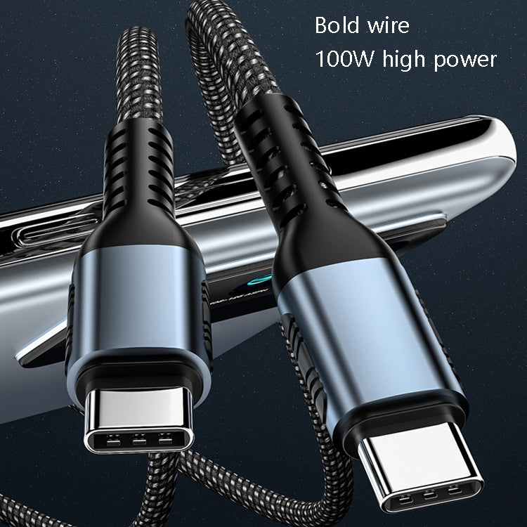 1m 100W PD Fast Charge Type-C Male to Male Data Sync Charging Braided Cable by buy2fix