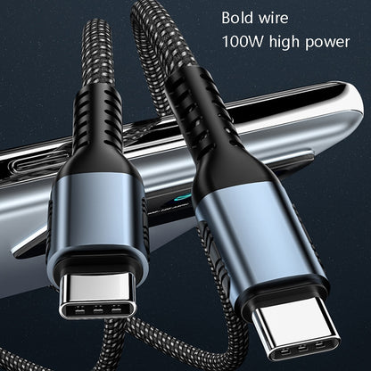 1m 100W PD Fast Charge Type-C Male to Male Data Sync Charging Braided Cable by buy2fix