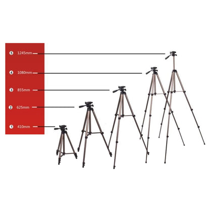 WT3130 Portable Camera Tripod Stand with Rocker Arm for DSLR Camera Camcorder(Brown) - Tripods by buy2fix | Online Shopping UK | buy2fix