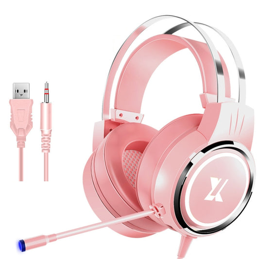 Heir Audio Head-Mounted Gaming Wired Headset With Microphone, Colour: X8 Mobile / Notebook Upgrade (Pink) by Heir Audio
