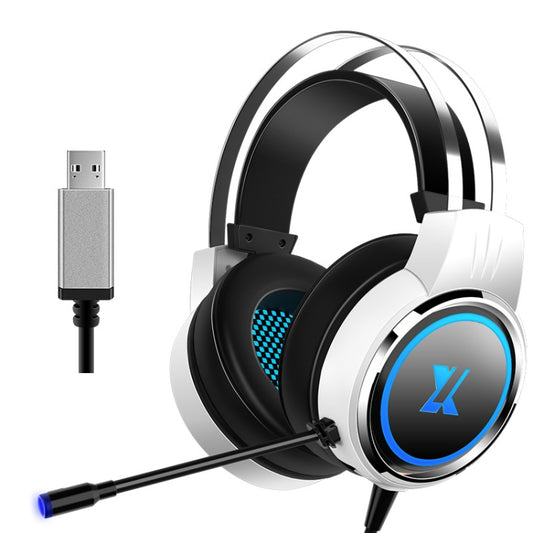 Heir Audio Head-Mounted Gaming Wired Headset With Microphone, Colour: X8 7.1 Sound Upgrade (Stars White) by Heir Audio