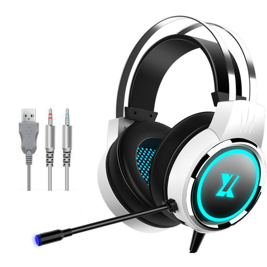 Heir Audio Head-Mounted Gaming Wired Headset With Microphone, Colour: X8 Double Hole Upgrade (Stars White) by Heir Audio