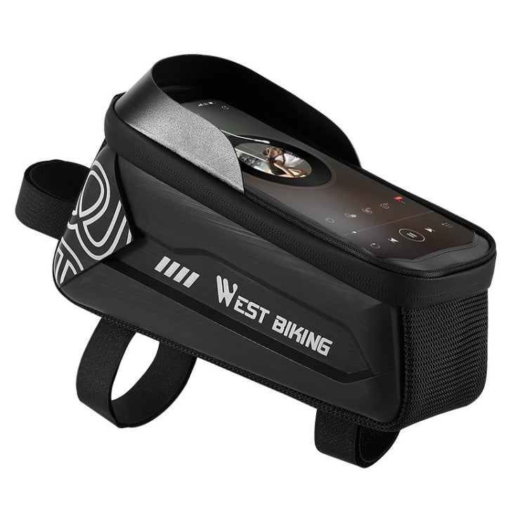 WEST BIKING Bicycle Upper Tube 2.2L Hard Shell Bag For 7.4 Inch Mobile Phone(Black) by WEST BIKING