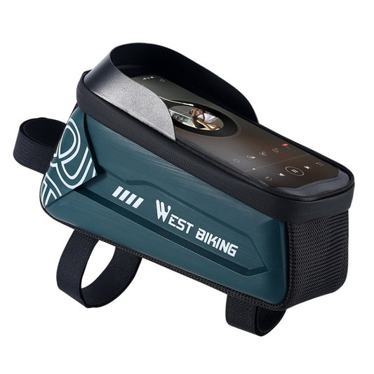 WEST BIKING Bicycle Upper Tube 2.2L Hard Shell Bag For 7.4 Inch Mobile Phone(Dark Green) by WEST BIKING