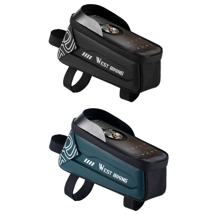 WEST BIKING Bicycle Upper Tube 2.2L Hard Shell Bag For 7.4 Inch Mobile Phone(Dark Green) by WEST BIKING