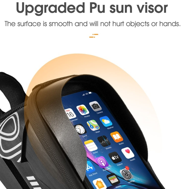 WEST BIKING Bicycle Upper Tube 2.2L Hard Shell Bag For 7.4 Inch Mobile Phone(Black) by WEST BIKING