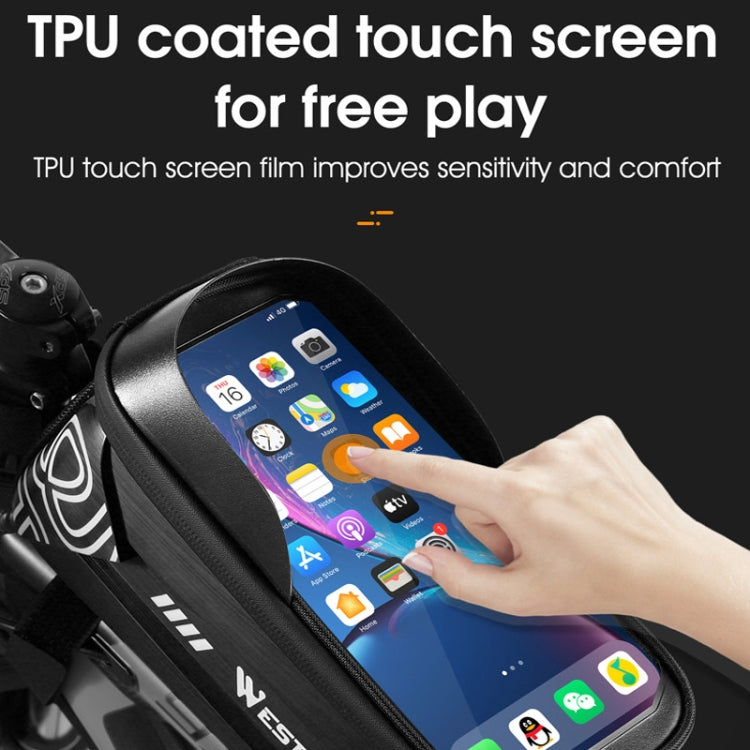 WEST BIKING Bicycle Upper Tube 2.2L Hard Shell Bag For 7.4 Inch Mobile Phone(Black) by WEST BIKING