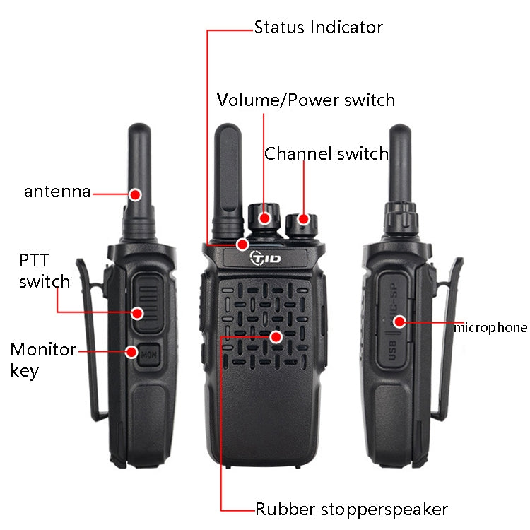 2pcs TID 118 Small Walkie Talkie Radio Communication, CN Plug by buy2fix