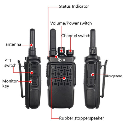 2pcs TID 118 Small Walkie Talkie Radio Communication, CN Plug by buy2fix