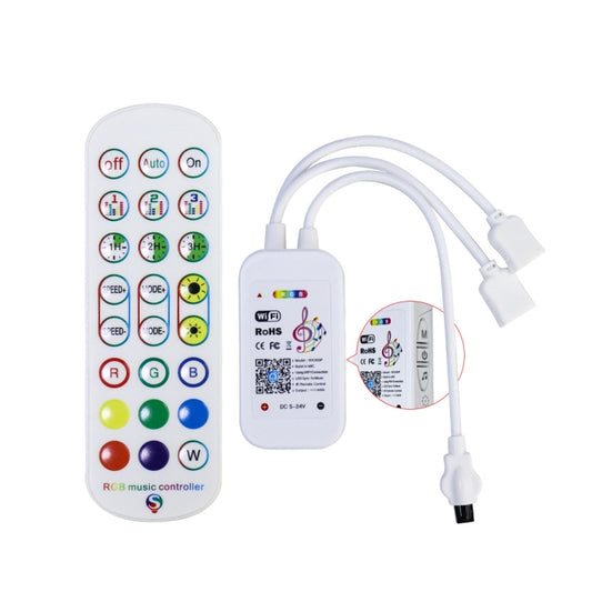 SKS-WF-04 1 to 2 WiFi Smart Voice Light Strip Controller(24 Keys) - LED Controller by buy2fix | Online Shopping UK | buy2fix