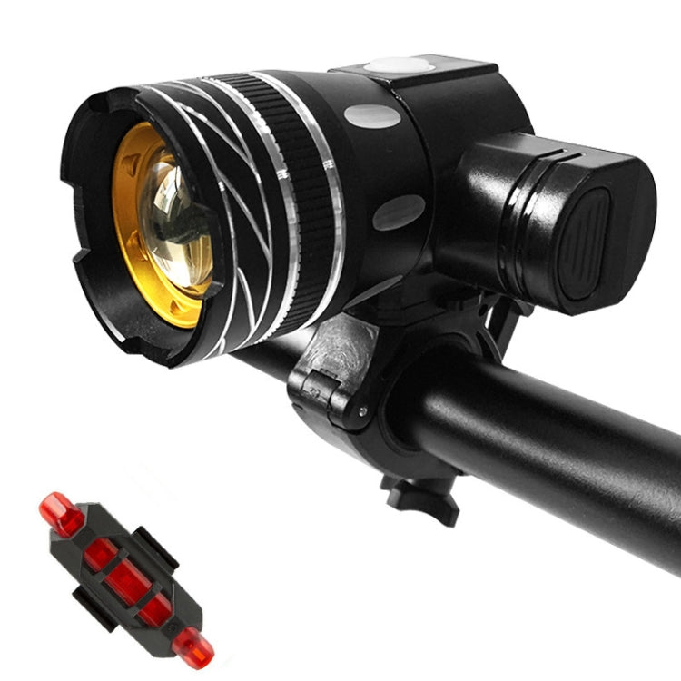 7602 LED USB Charging Telescopic Zoom Bicycle Front Light, Specification: Headlight + 928 Taillight by buy2fix