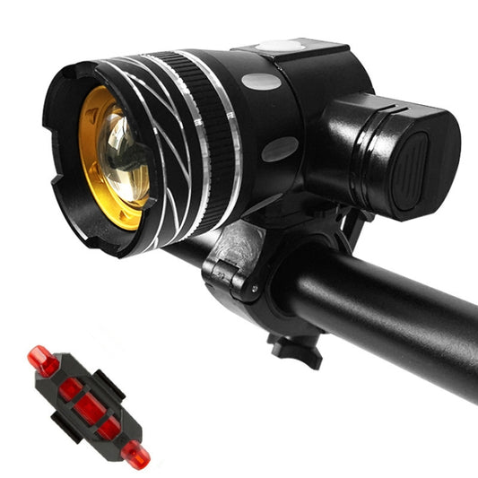 7602 LED USB Charging Telescopic Zoom Bicycle Front Light, Specification: Headlight + 928 Taillight by buy2fix