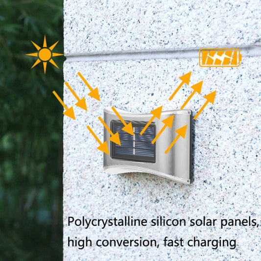 6 LED Solar Outdoor Garden Stainless Steel Wall Lamp(White Light) - Solar Lights by buy2fix | Online Shopping UK | buy2fix