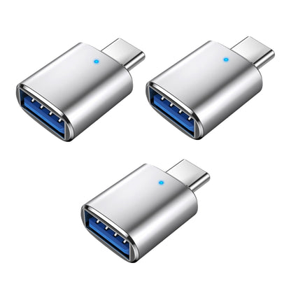 3 PCS USB 3.0 Female to USB-C / Type-C Male OTG Adapter with Indicator Light(Silver) by buy2fix