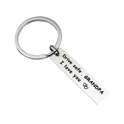 10 PCS C1010 Drive Safe Stainless Steel Tag Keychain 10x40mm(Grand Pa) - Key Rings by buy2fix | Online Shopping UK | buy2fix
