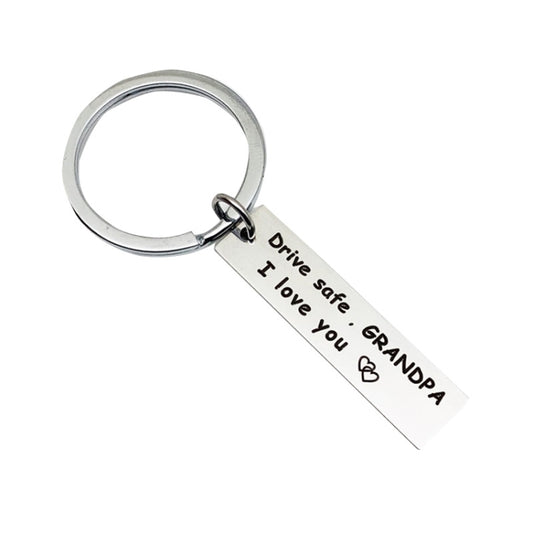 10 PCS C1010 Drive Safe Stainless Steel Tag Keychain 10x40mm(Grand Pa) - Key Rings by buy2fix | Online Shopping UK | buy2fix