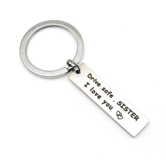 10 PCS C1010 Drive Safe Stainless Steel Tag Keychain 10x40mm(Sister) - Key Rings by buy2fix | Online Shopping UK | buy2fix