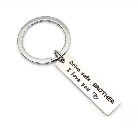 10 PCS C1010 Drive Safe Stainless Steel Tag Keychain 10x40mm(Brother) - Key Rings by buy2fix | Online Shopping UK | buy2fix
