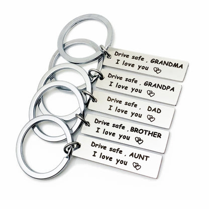 10 PCS C1010 Drive Safe Stainless Steel Tag Keychain 10x40mm(Aunt) - Key Rings by buy2fix | Online Shopping UK | buy2fix