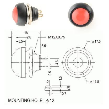 10 PCS Small Waterproof Self-Reset Button Switch(Red) - Switch by buy2fix | Online Shopping UK | buy2fix