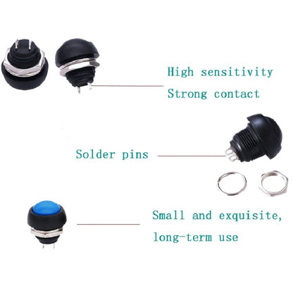 10 PCS Small Waterproof Self-Reset Button Switch(Blue) - Switch by buy2fix | Online Shopping UK | buy2fix
