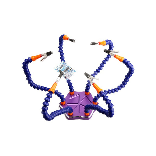 Universal Six-Jaw Aluminum Alloy Welding Station Power Distribution Board Welding Tool, Style: Backplane + 6 Claw Clamp(Purple Bottom Plate)