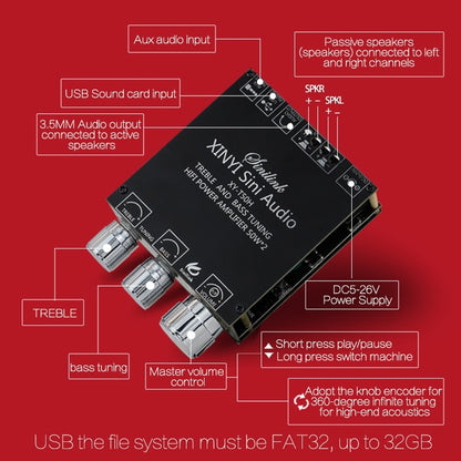 XINYI Sini T50H Bluetooth 5.0 With Pre-Stage High-Level Adjustment Stereo Digital Power Plate Module -  by buy2fix | Online Shopping UK | buy2fix