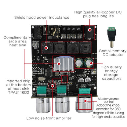 XINYI Sini T50H Bluetooth 5.0 With Pre-Stage High-Level Adjustment Stereo Digital Power Plate Module -  by buy2fix | Online Shopping UK | buy2fix