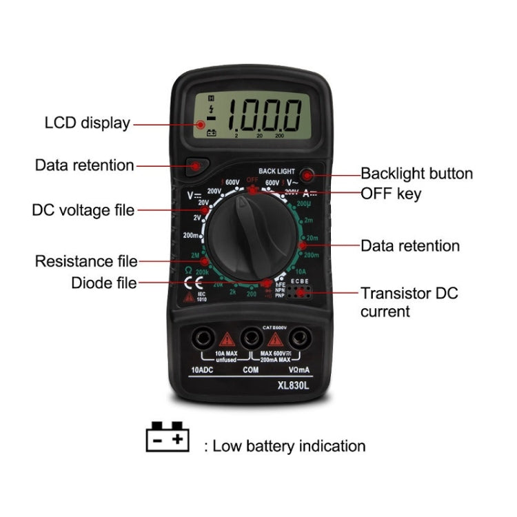 ANENG XL830L Multi-Function Digital Display High-Precision Digital Multimeter, Specification: Bubble Bag Packing(Orange) - Digital Multimeter by ANENG | Online Shopping UK | buy2fix