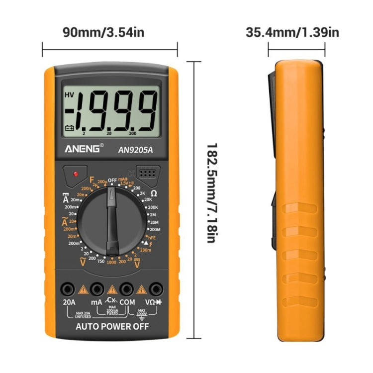 ANENG Automatic High-Precision Intelligent Digital Multimeter, Specification: AN9205A(Orange) - Digital Multimeter by ANENG | Online Shopping UK | buy2fix