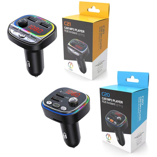 C20 USB Car Bluetooth MP3 Music Player With Colorful Lights - Bluetooth Car Kits by buy2fix | Online Shopping UK | buy2fix